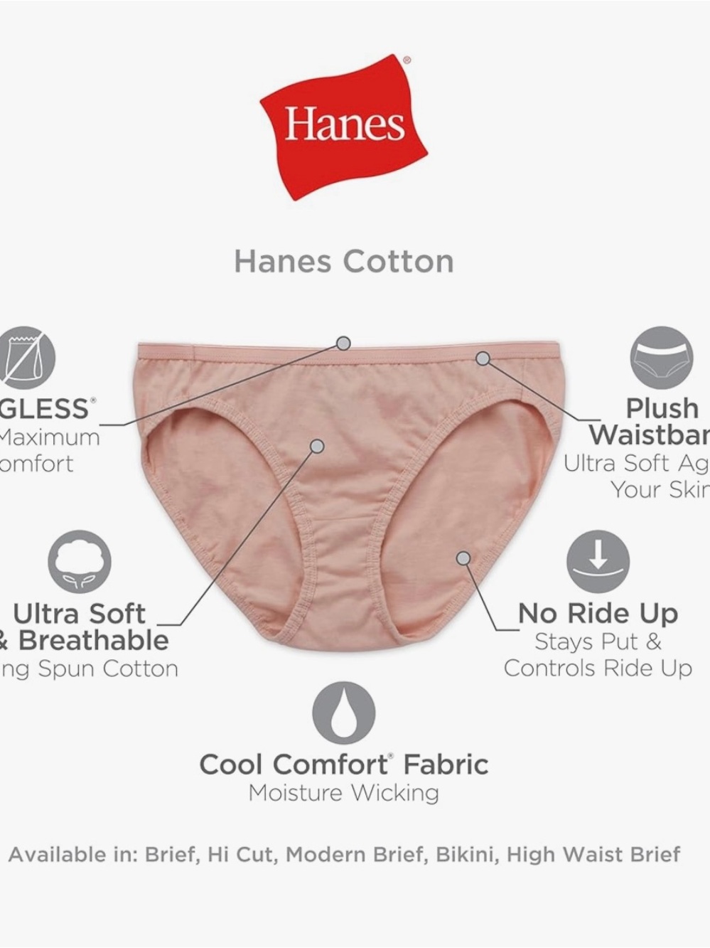 Hanes Cotton Tagless Briefs - Purple & Gray 10 PCS. - Picture 3 of 9